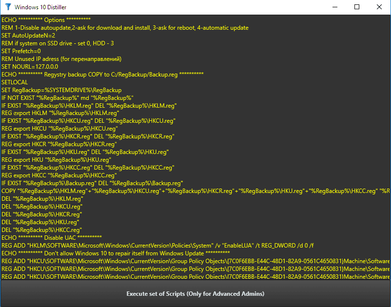 Windows 10 Distiller – Tweaker